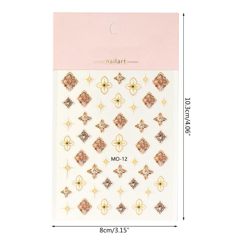 Vintage Nail Stickers Bronzing Gold Silver Nail Art Stickers Heart Nail Decals Nail Supply Nail Art Decoration for Women