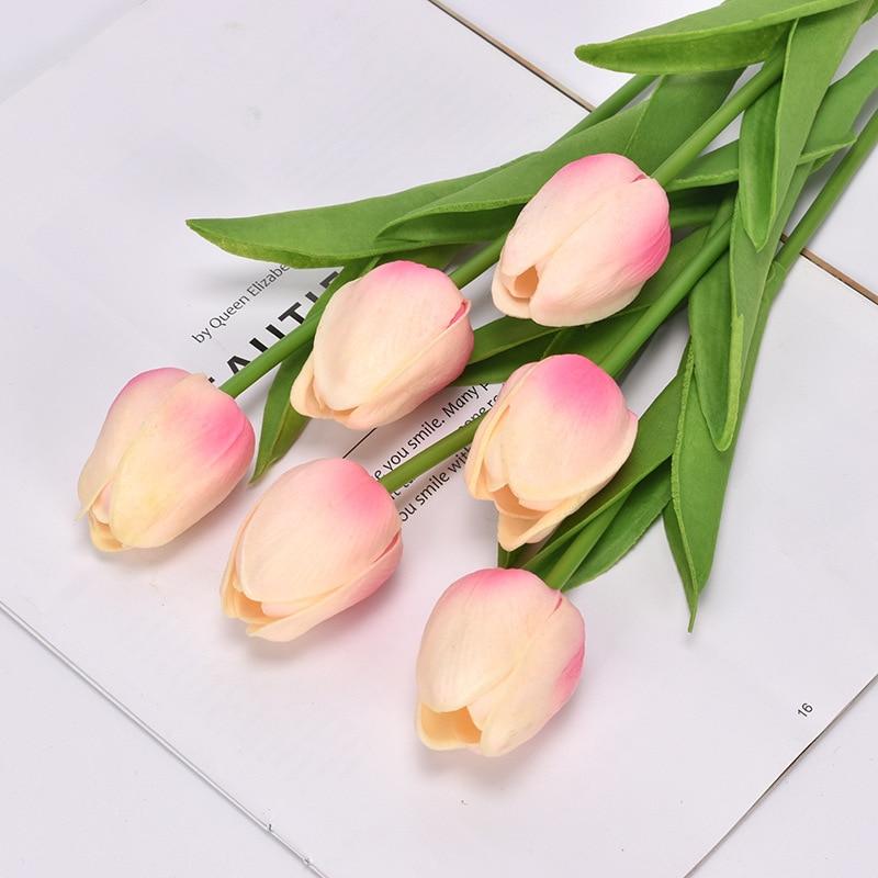 Cheap 1pcs Artificial Flowers Mini Pu Tulips Fake Flowers Wedding