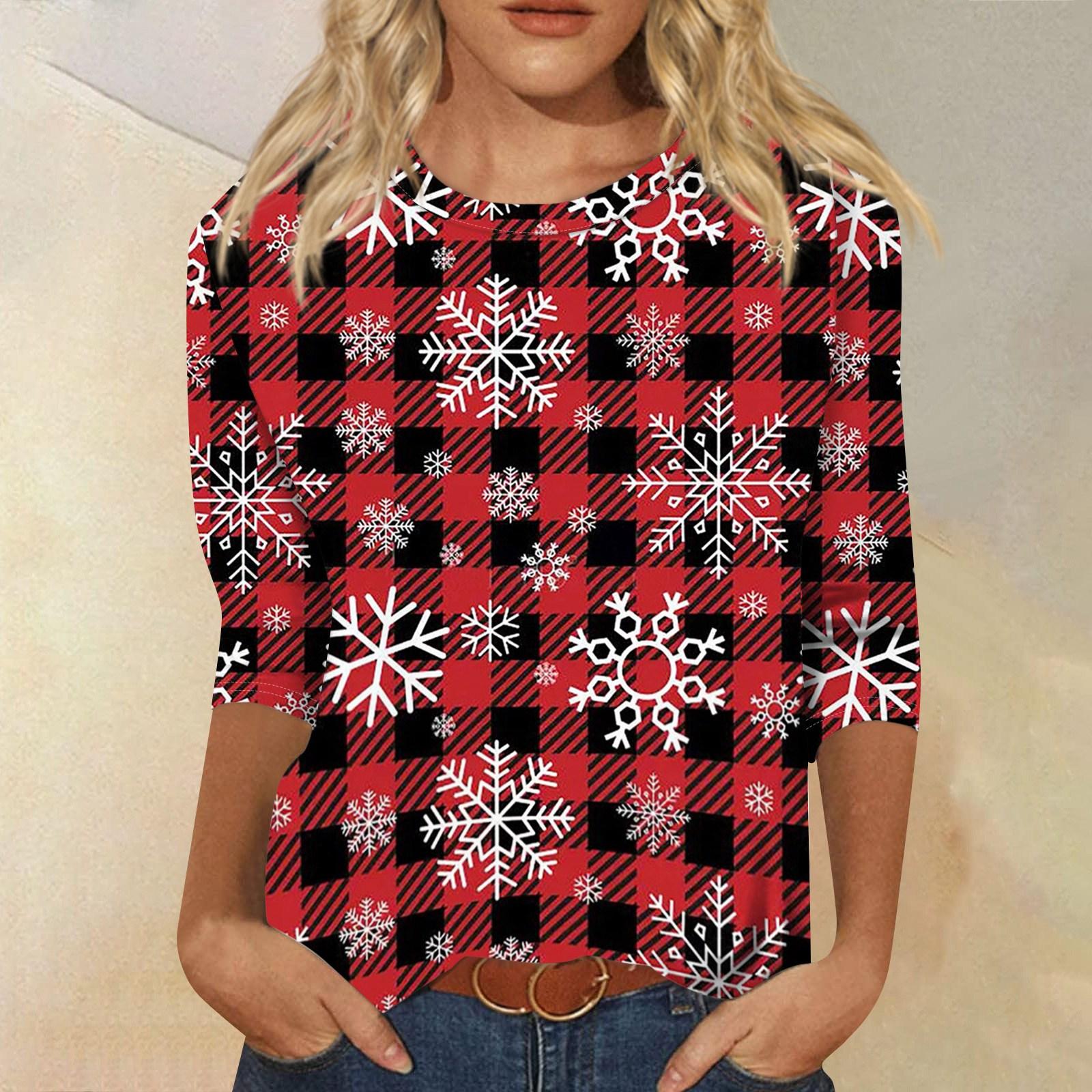 

Женская модная повседневная свободная футболка с круглым вырезом и рукавами 3/4 с принтом, женский топ M