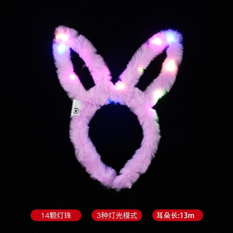 14 Lamp Plush Stall Hair Accessories Rabbit Ears Luminous Headband Cute Scenic Night Market Stall