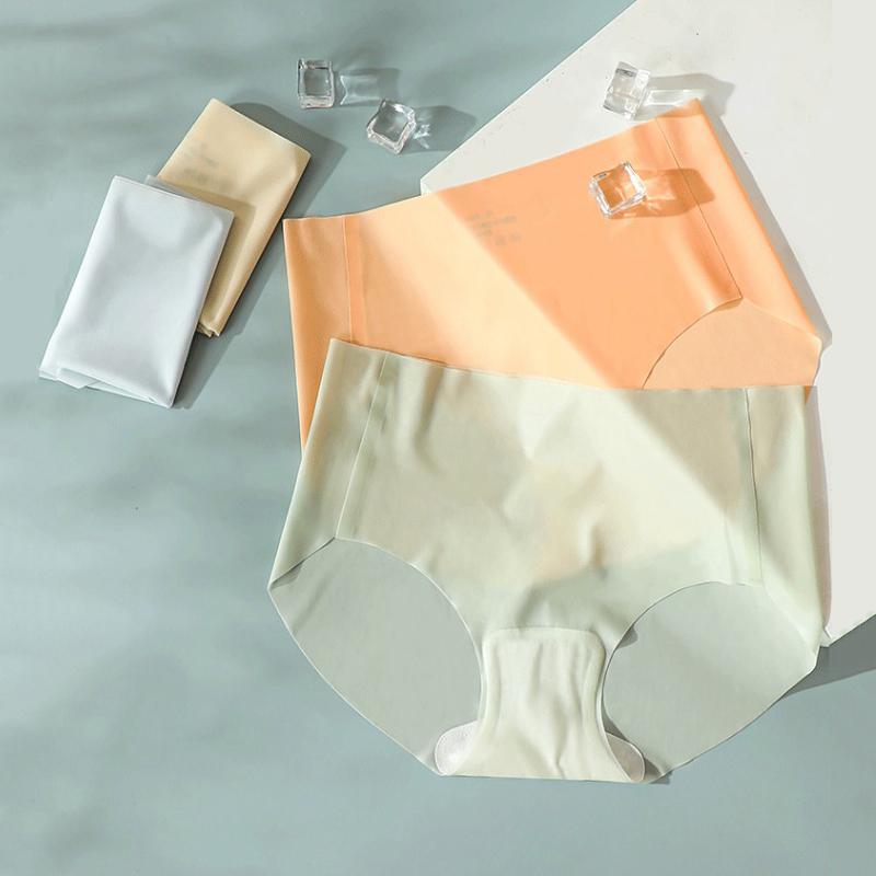 4Pcs Seamless Women Panties Solid Underwear Sexy Low-Rise Ladies Briefs Female Ice Silk Underpants Solid Thin Female Lingerie