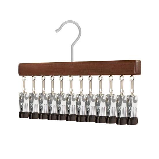 Closet Pants Hanger Closet Organizer with 10 or 12 Clips Space Saving Clothes Hanger for Leggings Pants Scarves Socks Hats Skirts Storage