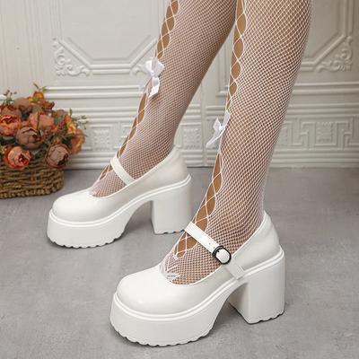 Fashion 2024 New Women Patent Leather High Heels Pumps British Style Chunky Platform Mary Jane Shoes Woman Sweet Thick Heel Party Shoes