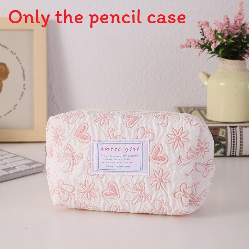 Cute Heart Pink Pencil Bag For Girls With Spacious Design And Durable Polyester Material Pink Heart