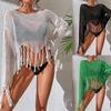 Knitted Hollow Fringed Blouse Sexy Seaside Vacation Beachwear Bikini Swimsuit Sunscreen Blouse