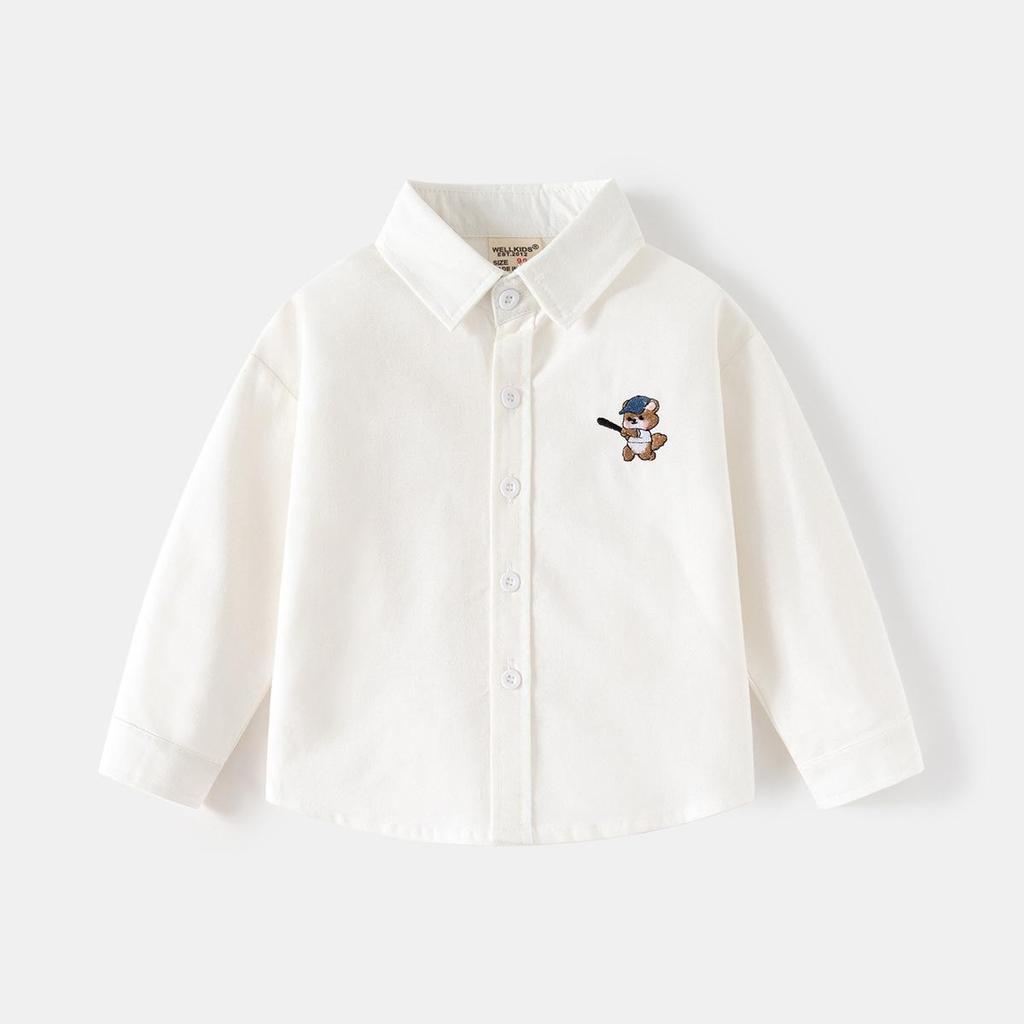 Barne Vår Langermet Skjorte Ny Gutter Oxford Spinning Tynn Jakke Medium Barne Fritid Brodert Skjorte Tide