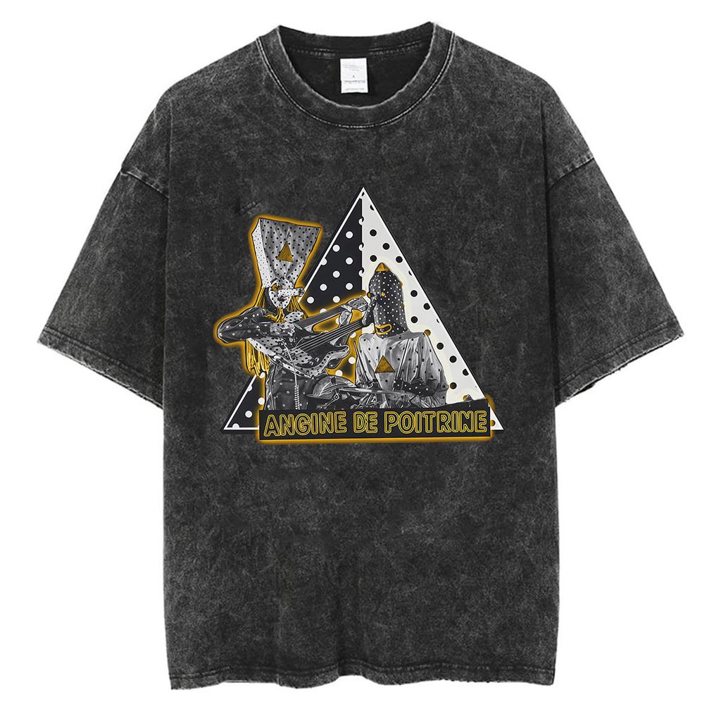 Rock Band Angine De Poitrine Vintage Washed T Shirts Mens Women Fashion Gothic Short Sleeve Tshirt Punk Hip Hop Clothing Tees