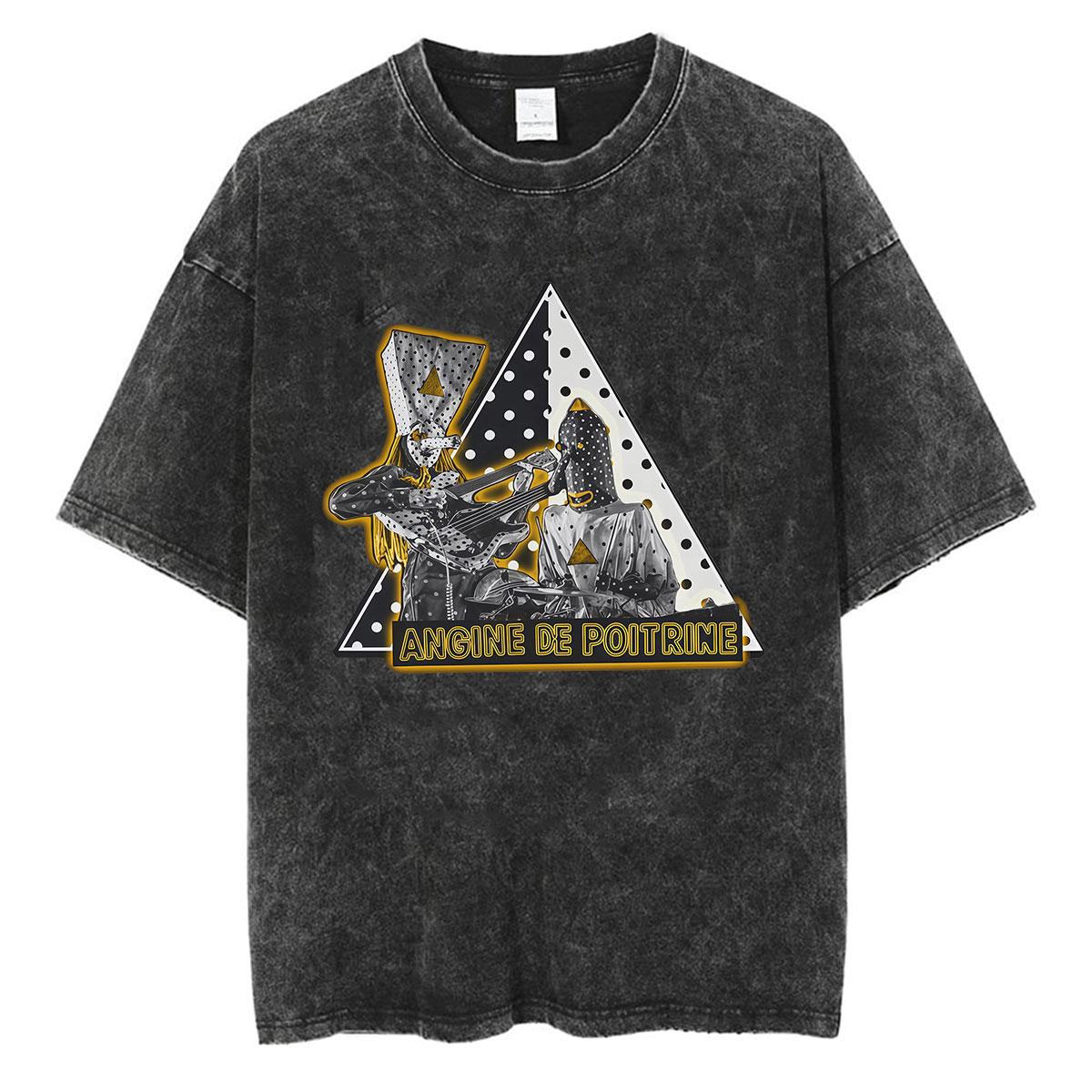 

Vintage Washed Angine De Poitrine Band Merch T Shirts Mens Rock Pop Music Short Sleeve Tshirt Hip Hop Punk Clothing Tees S