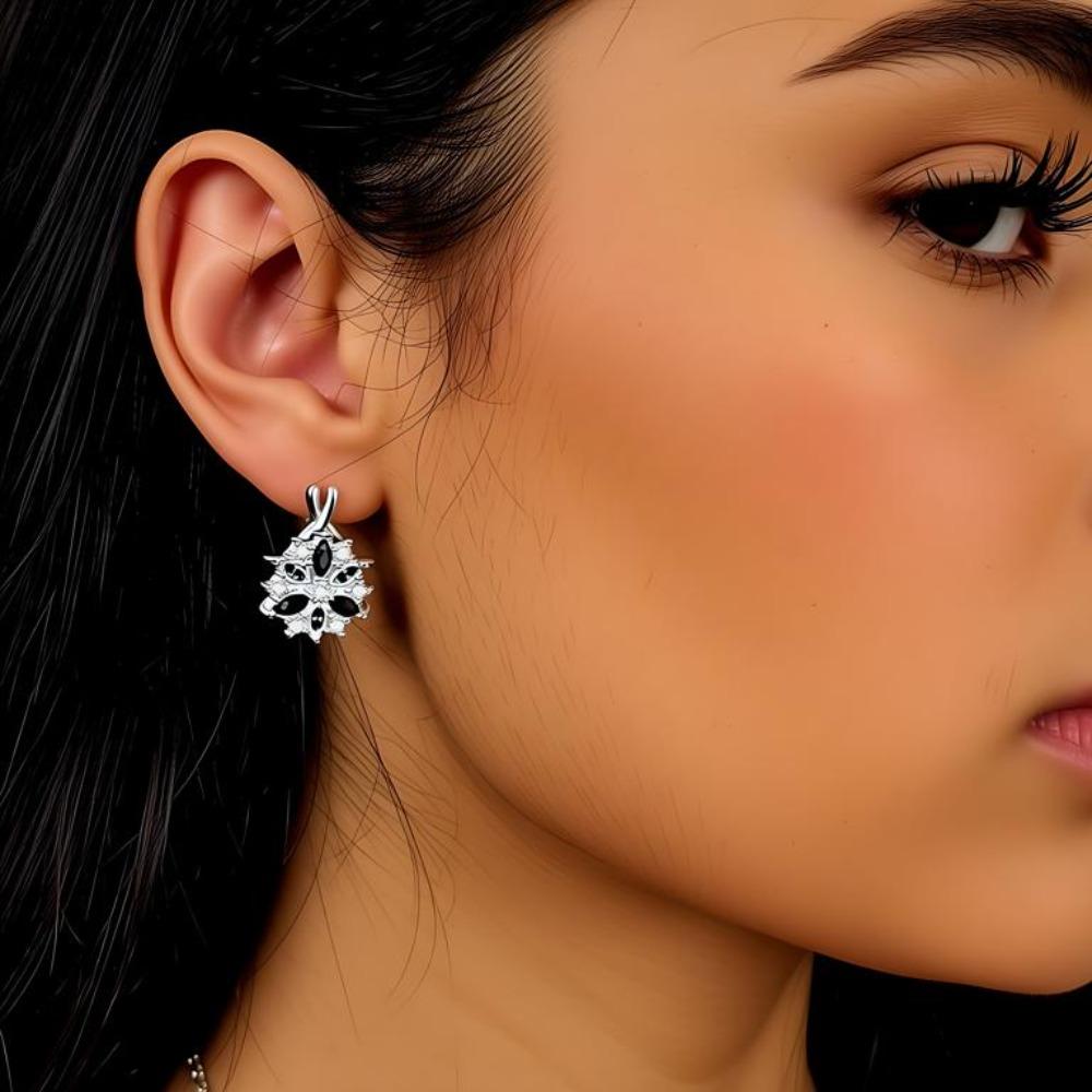 Black Awn Women Jewelry Black Hoop Earrings