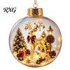 Battery Operated Christmas Ornaments Lighted Clear Ball Ornaments, Cute Santa Claus/Tree/Snowman/Angel Figure Inside Seasonal Gift with Warm Light The