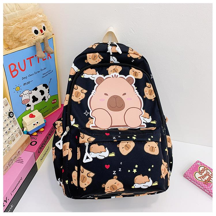 School bag for primary school students in grades 3-5, school bag for junior high school students, kapibara trend girl backpack, casual bag 16 inches
