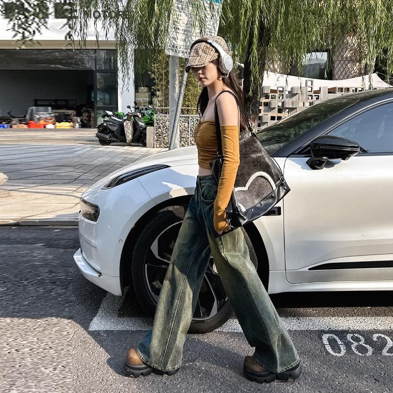 High-waisted Wide-leg Jeans for Women's Spring High-waisted Loose and Thin Wide-leg Pants for Women's Spring Mopping Jeans for Women