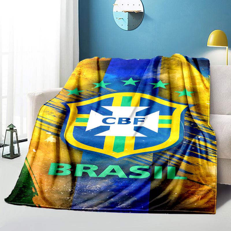Brazilian Football Federation Printed Throws Blanket Soft Flannel Blankets for Couch Bed Gifts for Men Women Picnic blanket Christmas gifts