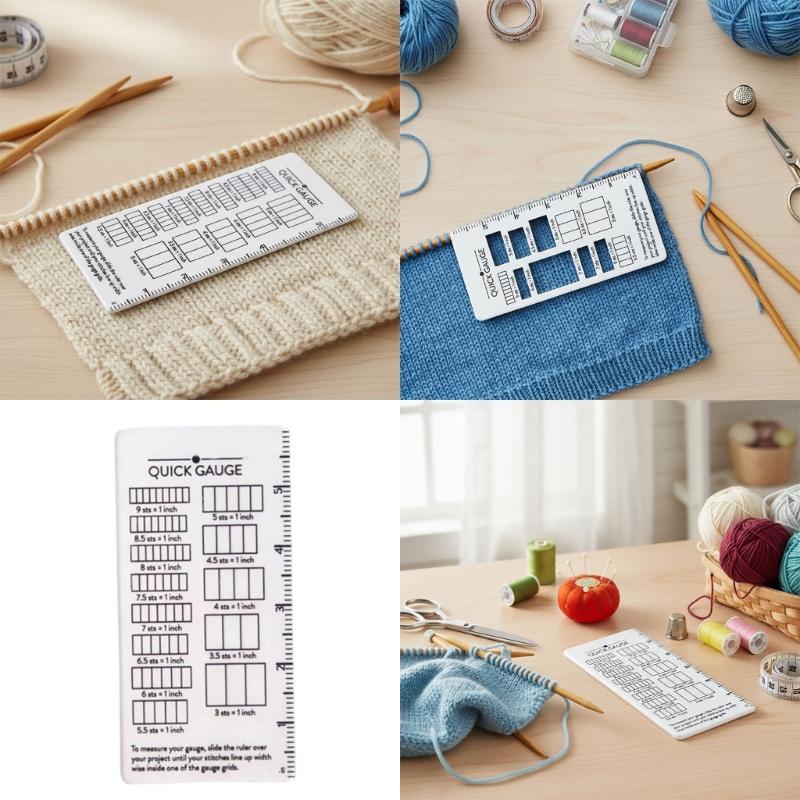 Instants Knitting Gauge Ruler Plastic Stitching and Row Counter for Crochet and Crafting Measurements