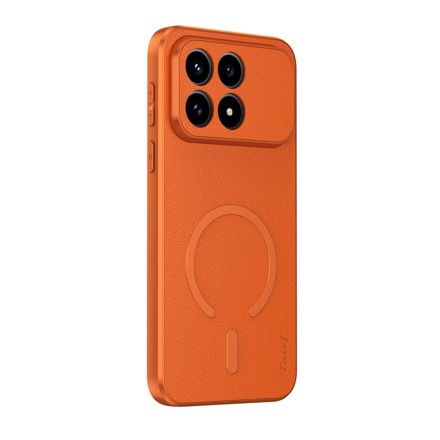 

Шкіряний чохол для бездротової зарядки з козячої шкіри для xiaomi POCO F8 Pro F8 Ultra X8 PRO MAX M8 PRO MAX З вбудованою магнітною смугою Захисна кришка POCO F8 PRO помаранчевий