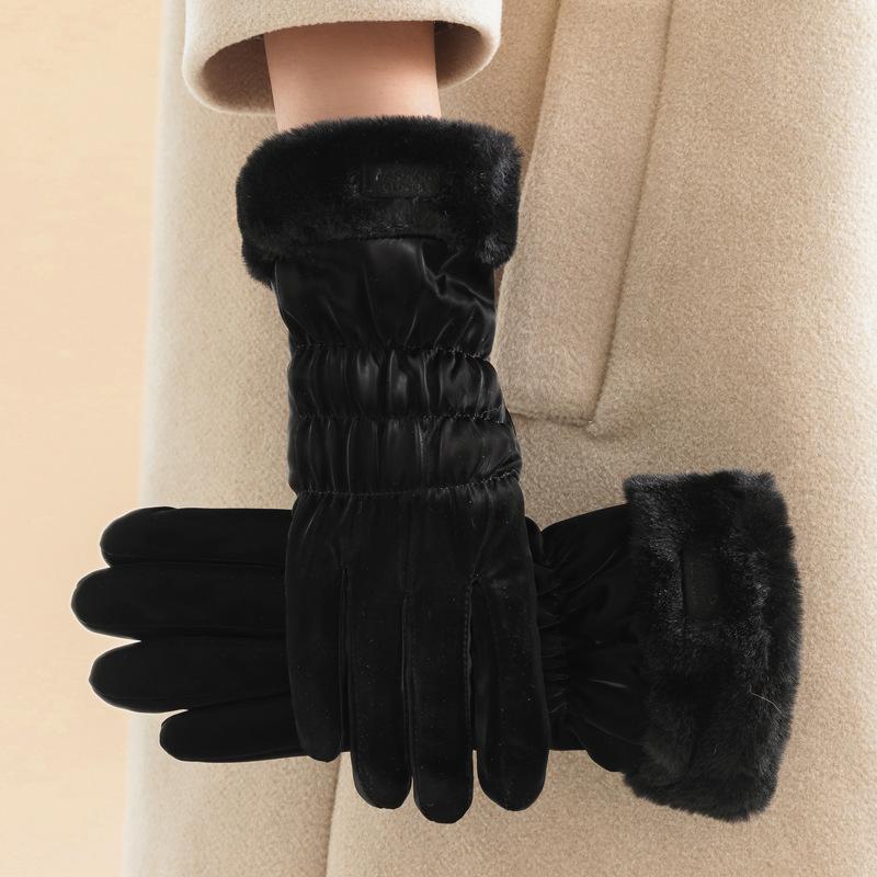 Women'S Winter Thick Plush Gloves Fashion Warm Imitation Cashmere Outdoor Guantes Lady Touchscreen Driving Cycling Mittens