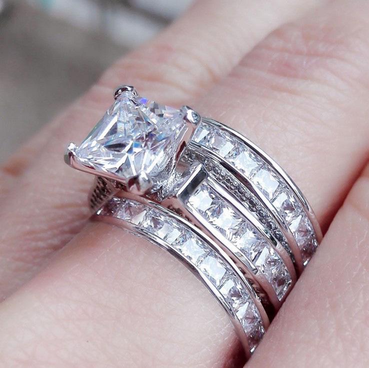 European-American Fashion Crystal Zirconia Three-Piece Ring Set