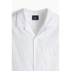 H M Regular Fit sHort Sleeve Linen Blend sHirt wHite