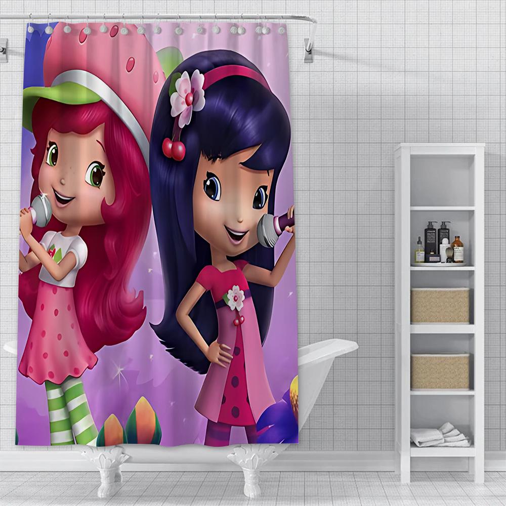 S-Strawberry Shortcake Exquisite Shower Curtain Waterproof Polyester Fabric Paint Bath Curtains Home Bathroom Decor Curtain
