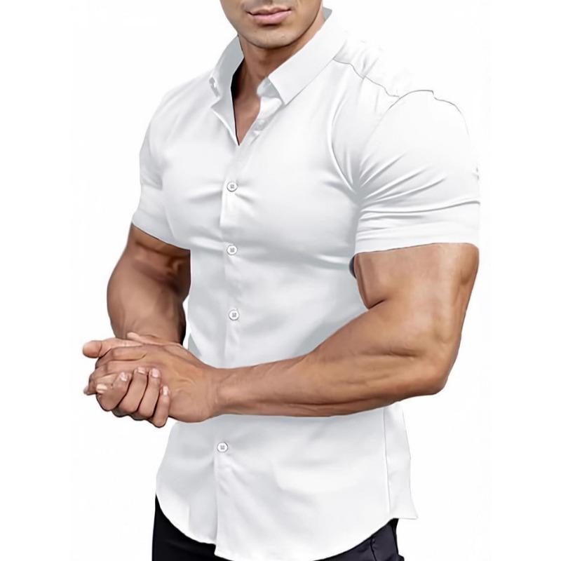 Men S Short Sleeve Printed Casual Summer Fashion Shirt S белый