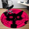 1PC Cat Night Office Round Area Rug, Mat Suitable For Office, Under Office Chairs Bedroom Living Room Home Decor, Room Deco