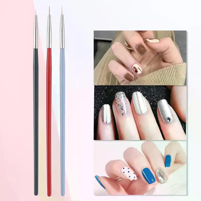 3pcs/set Nail Art Liner Brushes - Professional Thin Detail Fine Drawing Brushes for UV Gel Polish Painting & Nail Design Tools