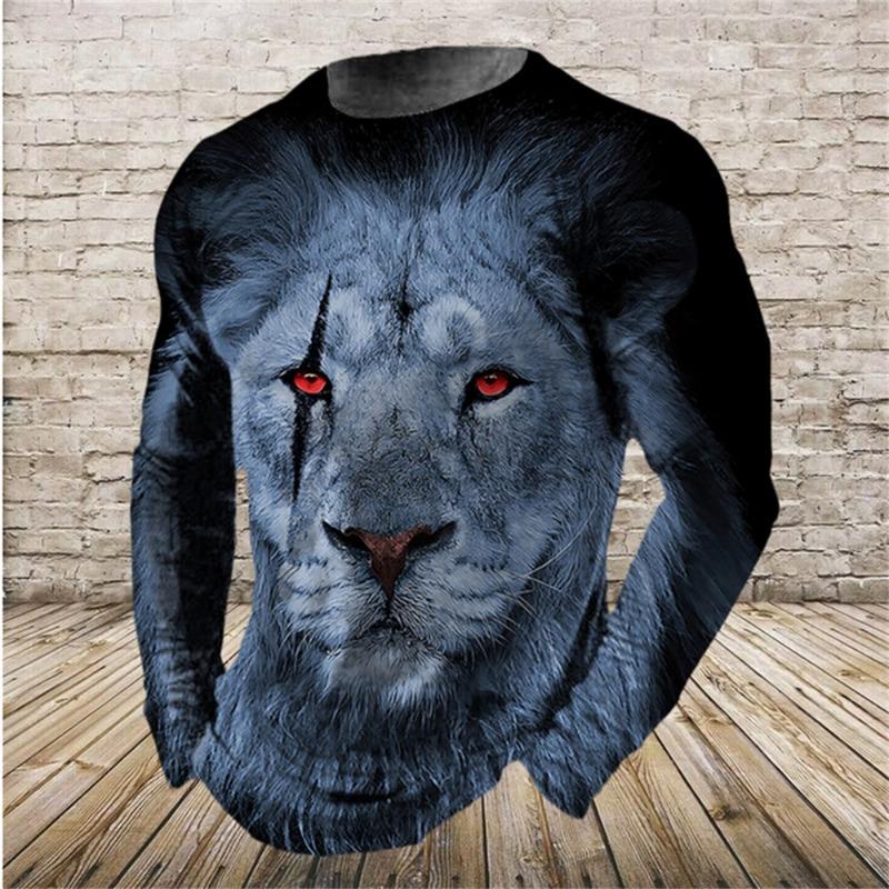 Camiseta de Manga Larga Retro para Hombre Camisa con Estampado de Animales Ropa con Patrón de Animales Ropa Urbana Top de Manga Talla Grande para Hombre XS-5XL