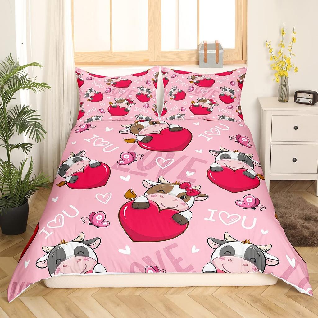 Milchkuh Wildtiere Muster Bettbezug Set King Queen Größe Polyester Bettdeckenbezug Für Kind Mädchen Bettwäsche Set Mit Kissenbezug