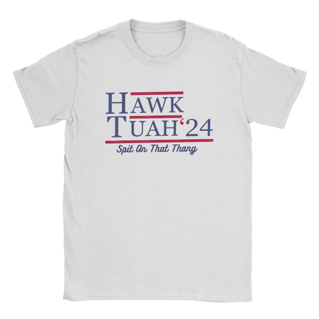 Men T-Shirt Hawk Tuah 24 Spit On That Thang Casual 100% Cotton Tee Shirt Short Sleeve Hawks T Shirt Crewneck Clothes 4XL