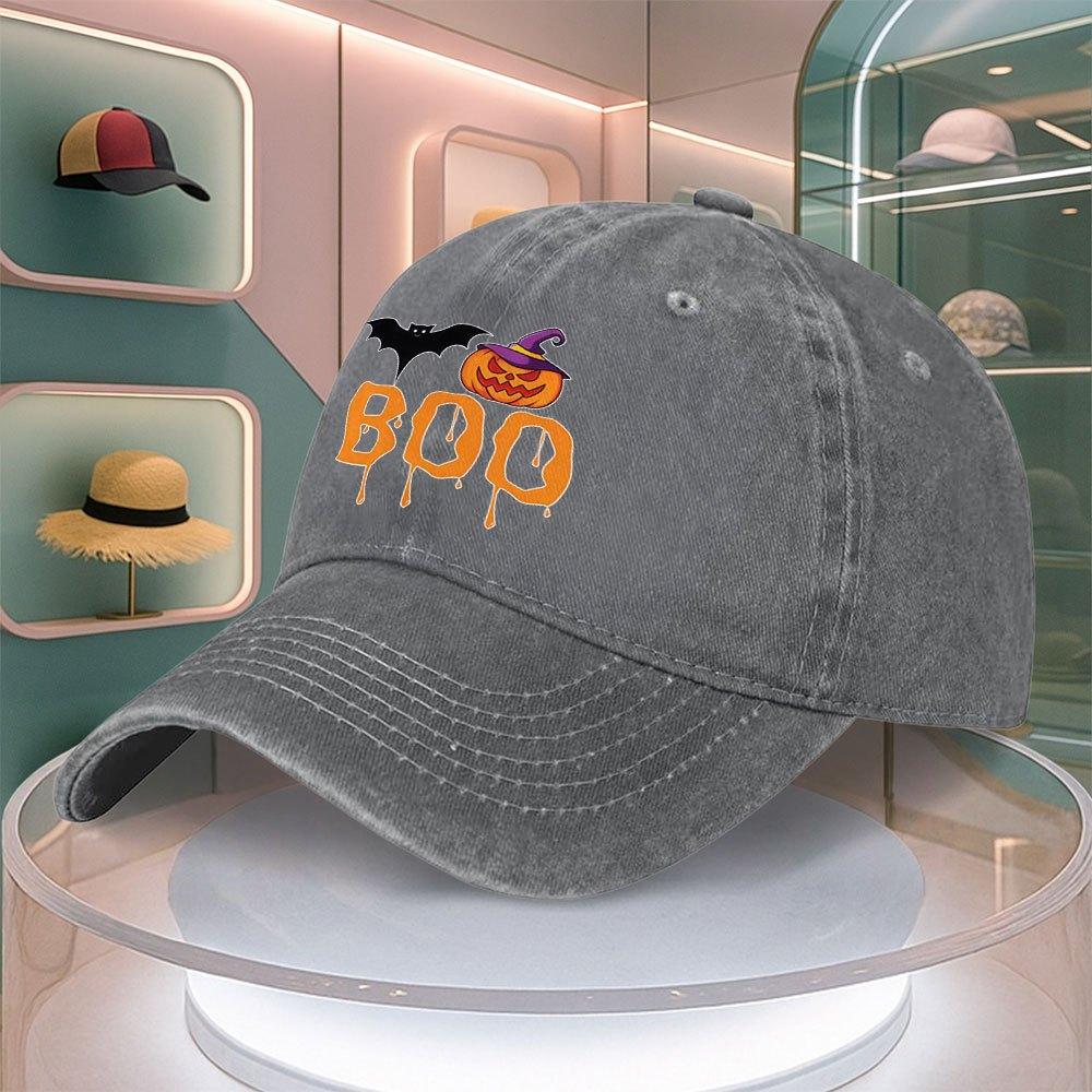 Halloween Bat Pumpkin Letter Print Baseball Cap For Men Women Curved Brim Dad Hat Adjustable Duck Tongue Hat