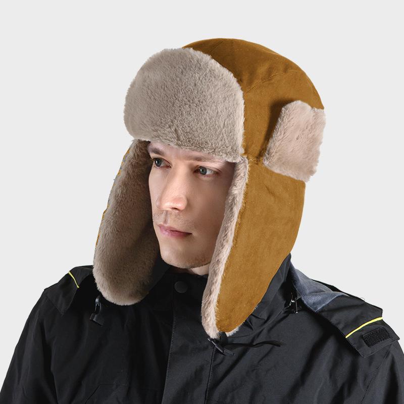 

Зимние шапки, теплые мужские и женские уличные холодо- и ветрозащитные из оленьей шерсти, флисовые утолщенные ушные клапаны, лыжные шапки L（58-60cm）