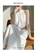 2024 Summer Women's French Retro Acetate Satin Halter Neck Sleeveless Dress