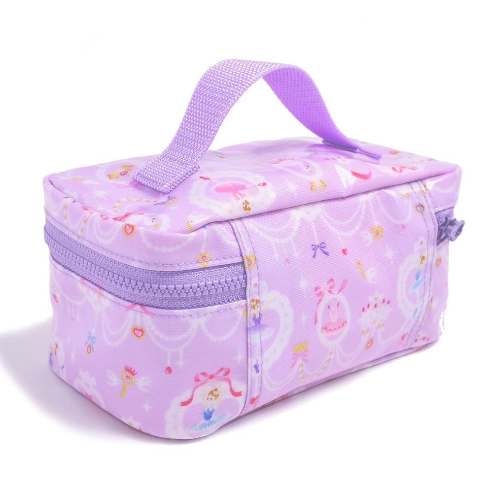 COLORFUL CANDY STYLE Lunch Bag for Vanity Bag for Stylish and Lace Pattern with Pretty Ballerina Design N0860000 Girls, Kids, Cute, (Lavender)