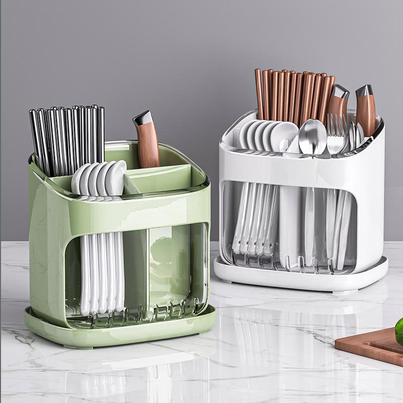 Kitchen Chopstick Cartridge Household Drain Transparent Rack Storage Box for Knives, Forks and Spoons Chopsticks Cage Basket Bucket Wall Hanging