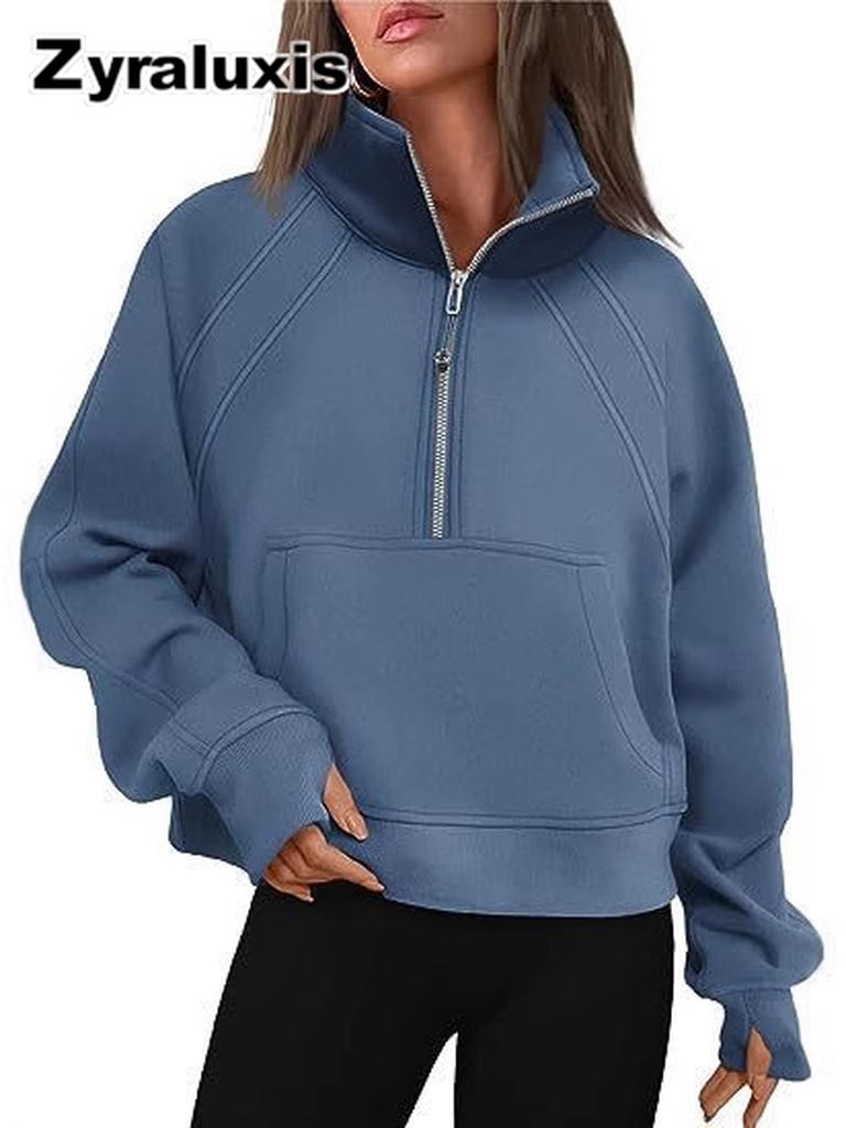 Long Sleeve Fleece Hoodie for Women Yoga Fitness