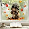 Easy to Apply Raccoon Animal Fall Stickers Window Glass Decals Cute Squirrel Decal Maple Leaf Outdoor Art Clings Autumn