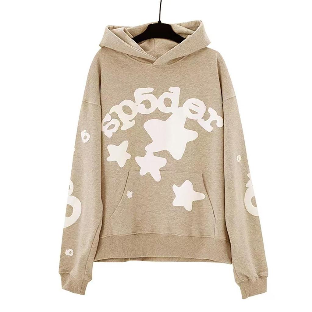 High-Quality 450g Men's Spider Web Foam Print Hoodie - Young Thug Style