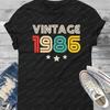 Vintage 1986 Unisex Jersey TShirt 40rd Birthday Shirt 40rd Birthday for Her Him Graphic T Shirts Y2k Top Oversized Tshirt Tops