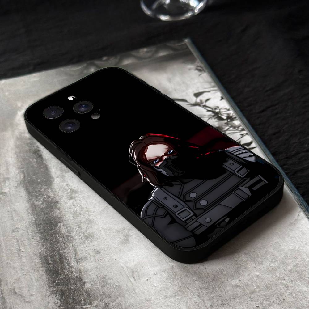 B-Bucky Barne-Winter S-Soldier Phone Case For IPhone 17,16,15,14,13,12,11 Plus,Pro,Max,XR,XS,X,7,8 Plus,Mini Black Silicone Soft