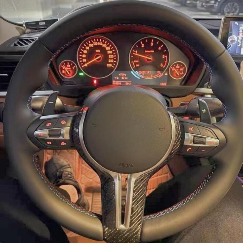 Car Steering Wheel Braid Cover Soft 100% Fit For BMW M Sport F06 F10 F15 F16 F20 F21 F25 F30 Car Products Steering Wrap Grey Thread