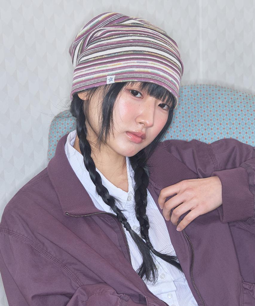 Kiibi Vintage Stripe Beanie Purple