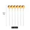 6Pcs Matte Black Long Hangdle Spoon For Stirring Drink Steainless Steel Gold Dinnerware Tableware Cutlery Ice Cream Spoon Set