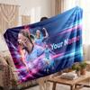 Erling Haaland Personalized Fleece Blanket With Football Logo, Custom Name Text Soft Warm Home Throw Blanket