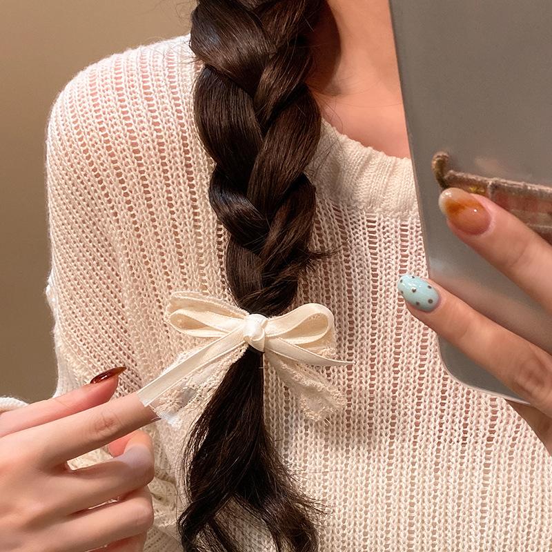 French retro lace bow small clip female side duck bill clip head jewelry bangs clip hair accessories