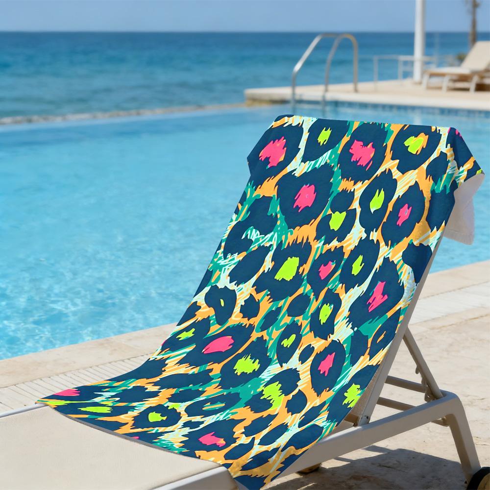 Neon Leopard Print Beach Towel – Oversized Quick Dry Sand Free with Bold Color Print
