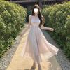 Pure Desire Wind Waist Suspender Dress Summer Mesh Medium and Long Gentle Temperament Thin Super Fairy First Love Fairy Dress