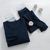 Round Neck Loungewear Mens O-neck Long Sleeve Pajama Collection with Elastic Waist Pants 2 Piece Single Color Homewear for Comfortable