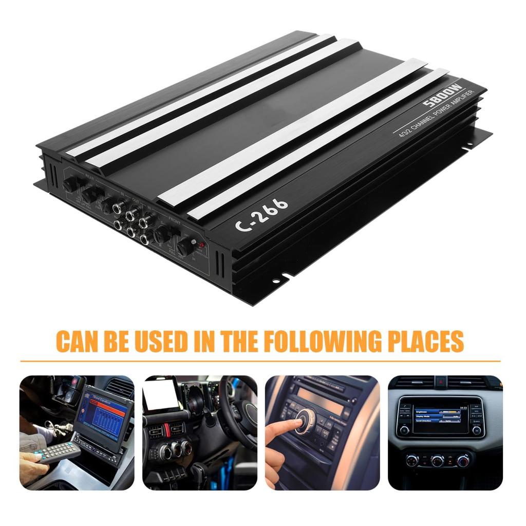 VORCOOL C-266 5800W Stereo 4 Ohm 4-Channel Aluminum Car Audio Amplifier