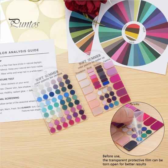 Pocket Color Analysis Card 2Pcs Summer Cards Set, Portable Seasonal Palette Set Card, Acrylic Personal Matching Guide for Outfits & Makeup