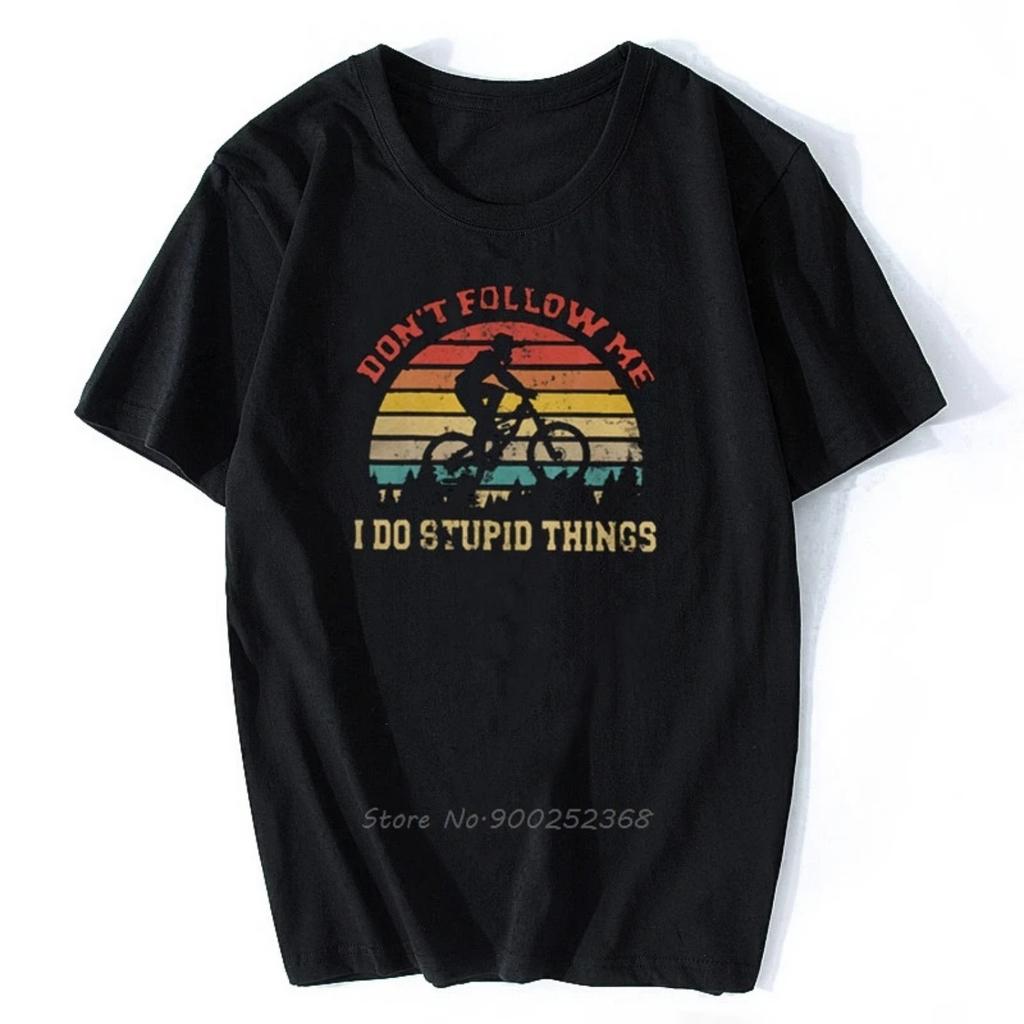 Vintage Retro Don't Follow Me T-Shirt Men Downhill Bike Funny Pure Cotton Tees Round Neck Short Sleeve T Shirt New tshirt
